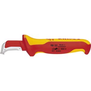 KNIPEX 98 55 Cuchillo Pelacables Aislado VDE 1000V – Con Guía de Deslizamiento, Mango Ergonómico, 180 mm (7″) para Electricista Profesional