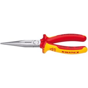 KNIPEX Herramientas – Alicates de punta larga con cortador, aislamiento de 1000 V (2618200SBA), amarillo