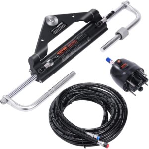 VEVOR Kit de dirección hidráulica fueraborda 150 HP Sistema de dirección hidráulica marina cilindro de bloqueo bidireccional manguera de 26 pies para barcos de un solo motor de una sola estación