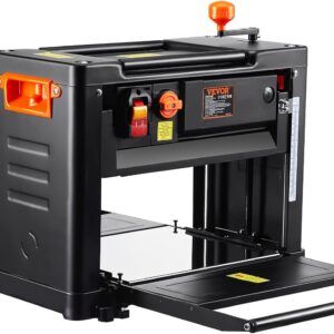 VEVOR Power Benchtop Planers, Three-Blade, Two Speed, 13" Width Worktable Thickness Planer with Extended Infeeding Table, Low Noise for both hard & soft wood material removal