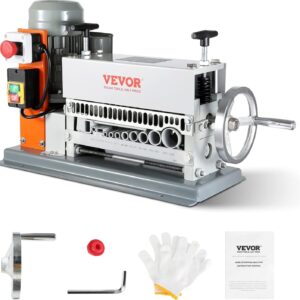 VEVOR Máquina peladora de cables eléctrica de 0.06 a 1.42 pulgadas, pelacables automática, 370 W, 26.8 m/min con manivela manual adicional, pelacables eléctricos de 11 canales