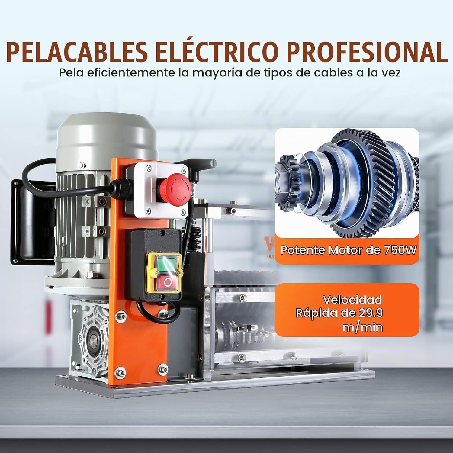 VEVOR Máquina peladora de cables eléctrica, máquina peladora de cables automática de 0.06 a 1.57 pulgadas, 750 W, pelacables de 95 pies/min con referencia de profundidad de pelado visible 4 VEVOR Máquina peladora de cables eléctrica, máquina peladora de cables automática de 0.06 a 1.57 pulgadas, 750 W, pelacables de 95 pies/min con referencia de profundidad de pelado visible – Vista 4