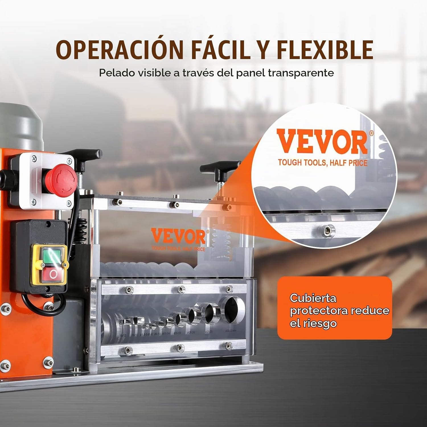 VEVOR Máquina peladora de cables eléctrica, máquina peladora de cables automática de 0.06 a 1.57 pulgadas, 750 W, pelacables de 95 pies/min con referencia de profundidad de pelado visible 5 VEVOR Máquina peladora de cables eléctrica, máquina peladora de cables automática de 0.06 a 1.57 pulgadas, 750 W, pelacables de 95 pies/min con referencia de profundidad de pelado visible – Vista 5