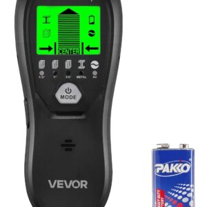 VEVOR Detector Electrónico de Vigas de Pared 5 en 1, con Sensor Inteligente, Pantalla LCD de Alta Definición y Alarma Sonora, Vigas Metálicas y Cables Eléctricos, Color Negro, 170 x 72 x 37 mm