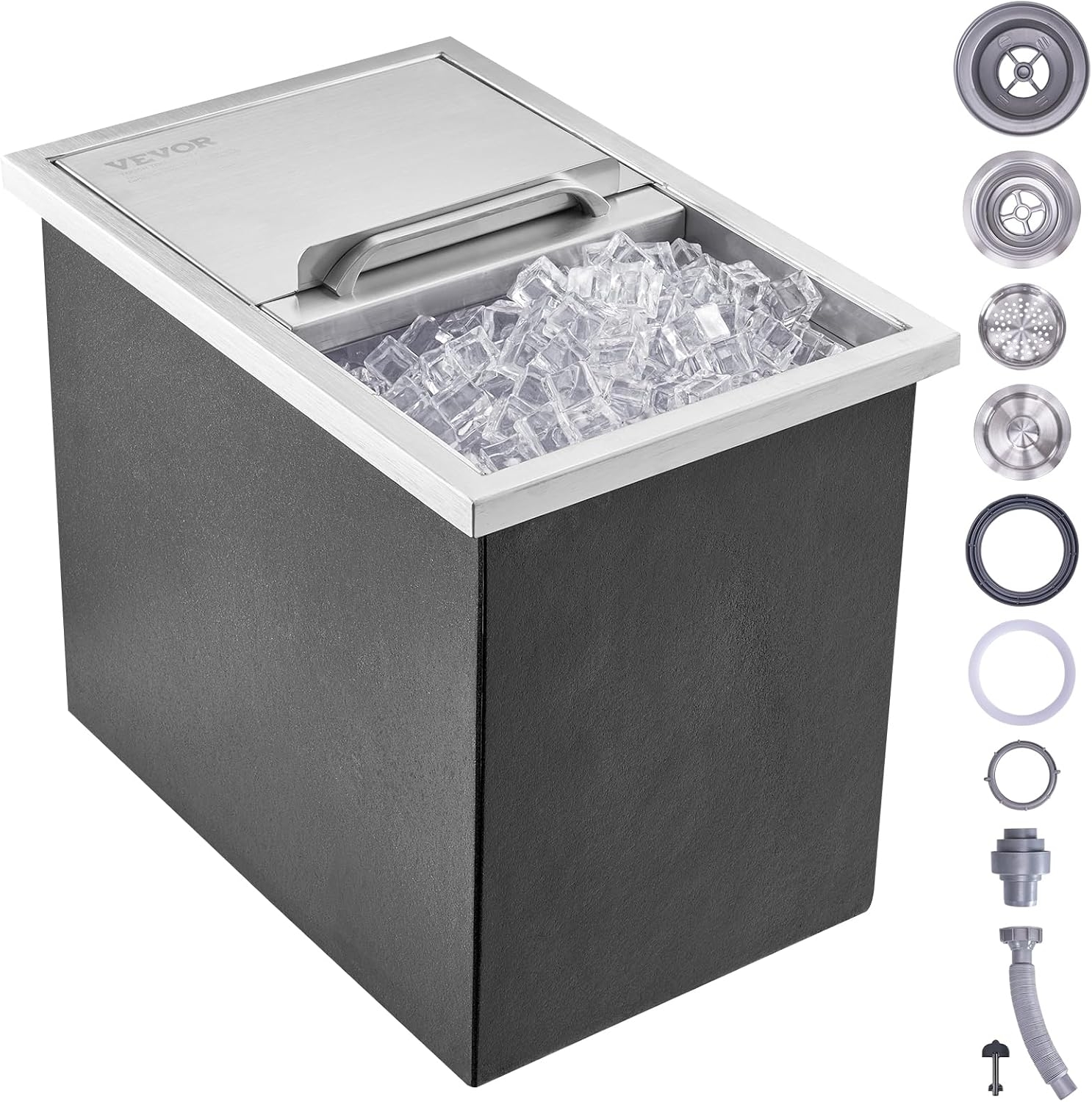 VEVOR - Cofre de Hielo de Acero Inoxidable, 28 Pulgadas de Largo x 16 Pulgadas de Ancho x 17 Pulgadas de Alto, cubeta de Hielo Comercial con Tapa con bisagras, Barra de Hielo de Cocina al Aire última 2 VEVOR - Cofre de Hielo de Acero Inoxidable, 28 Pulgadas de Largo x 16 Pulgadas de Ancho x 17 Pulgadas de Alto, cubeta de Hielo Comercial con Tapa con bisagras, Barra de Hielo de Cocina al Aire última – Vista 2