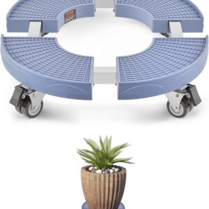 VEVOR Carrito de Bote de Basura, Carrito con Ruedas Multifuncional con 4 Ruedas Bloqueables, Carga de 181,4 kg, Base Redonda con Ruedas para Bote de Basura, Ajustable de 380 mm - 580 mm, Azul