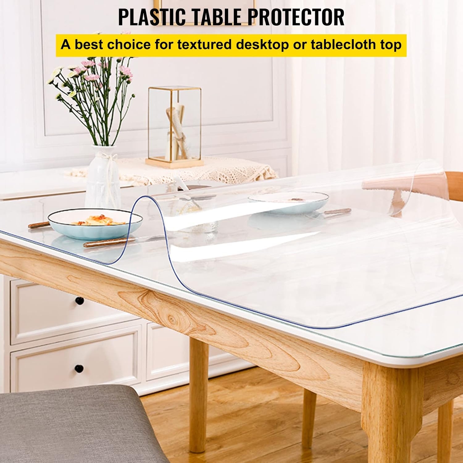 VEVOR - Funda de Mesa de plástico de 36 x 60 Pulgadas, Protector de Mesa Transparente de 1,5 mm de Grosor, tapete Rectangular Transparente, Impermeable y fácil de Limpiar para Oficina o Mesa de Noche 3 VEVOR - Funda de Mesa de plástico de 36 x 60 Pulgadas, Protector de Mesa Transparente de 1,5 mm de Grosor, tapete Rectangular Transparente, Impermeable y fácil de Limpiar para Oficina o Mesa de Noche – Vista 3