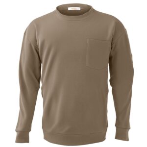 VEVOR Camisa de Manga Larga Ignífuga para Hombre, Ligera, de 100% Algodón Transpirable, 238 g/m², con Tratamiento Preencogido y Bolsillo, para Soldadores y Electricistas, Marrón Claro, Talla 2XL