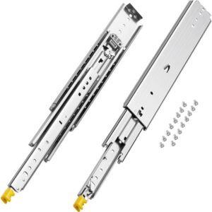 VEVOR 1 Par de Correderas Dobles para Cajones de Extensión Completa, Carga de 226,8 kg, Rodamiento de Bolas con Riel Deslizante para Cajones de Montaje Lateral con Bloqueo, 490 x 76 x 19,5 mm