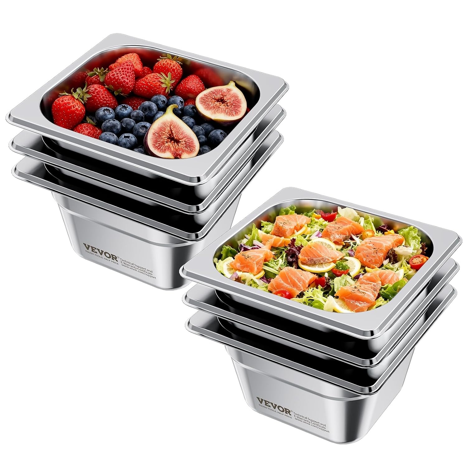 VEVOR Recipiente Gastronorm Reutilizable para Hotel Tamaño 1/6, 6 uds, 1,7 L, de Acero Inoxidable, para Catering, para Rebozar, para Comida para Fiestas, Restaurantes y Bufés, 176 x 162 x 100 mm 1 VEVOR Recipiente Gastronorm Reutilizable para Hotel Tamaño 1/6, 6 uds, 1,7 L, de Acero Inoxidable, para Catering, para Rebozar, para Comida para Fiestas, Restaurantes y Bufés, 176 x 162 x 100 mm