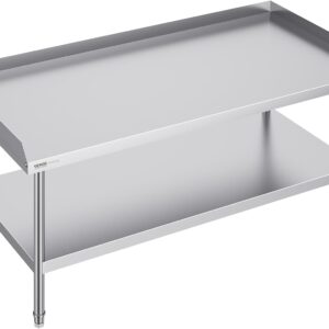 VEVOR Mesa de Trabajo de Acero Inoxidable Mesa de Trabajo Comercial para Preparación de Alimentos Protector contra Salpicaduras de 3 Lados 762 x 1524 x 660 mm Altura Ajustable para Restaurantes