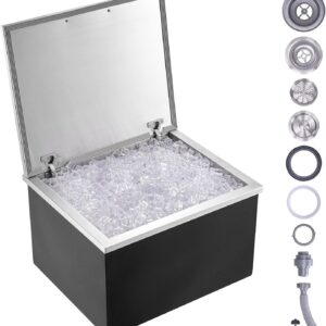 VEVOR - Cofre de Hielo de Acero Inoxidable, 28 Pulgadas de Largo x 16 Pulgadas de Ancho x 17 Pulgadas de Alto, cubeta de Hielo Comercial con Tapa con bisagras, Barra de Hielo de Cocina al Aire última
