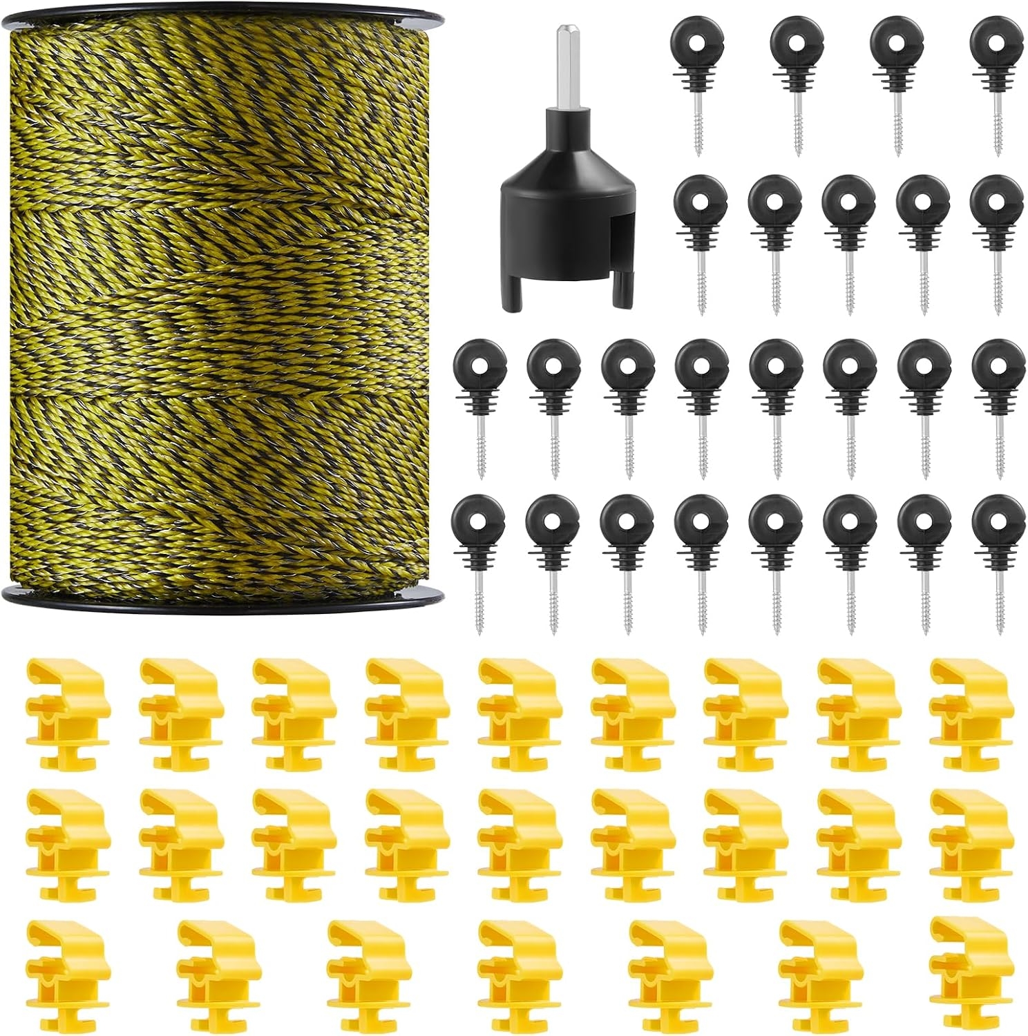 VEVOR - Alambre eléctrico para valla de 1640 pies y 500 m, alambre de plástico portátil de 1/8 pulgadas de diámetro, 6 hilos de acero inoxidable, línea de cuerda de esgrima con 25 aisladores de valla 4 VEVOR - Alambre eléctrico para valla de 1640 pies y 500 m, alambre de plástico portátil de 1/8 pulgadas de diámetro, 6 hilos de acero inoxidable, línea de cuerda de esgrima con 25 aisladores de valla – Vista 4