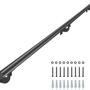 VEVOR Pasamanos de Escalera de Pared, Aluminio Galvanizado Negro, Diámetro de Tubo 32 mm, para Interior y Exterior, Pasamanos Industrial para Escalones, Balaustre de Seguridad, 2130 x 84 x 128 mm