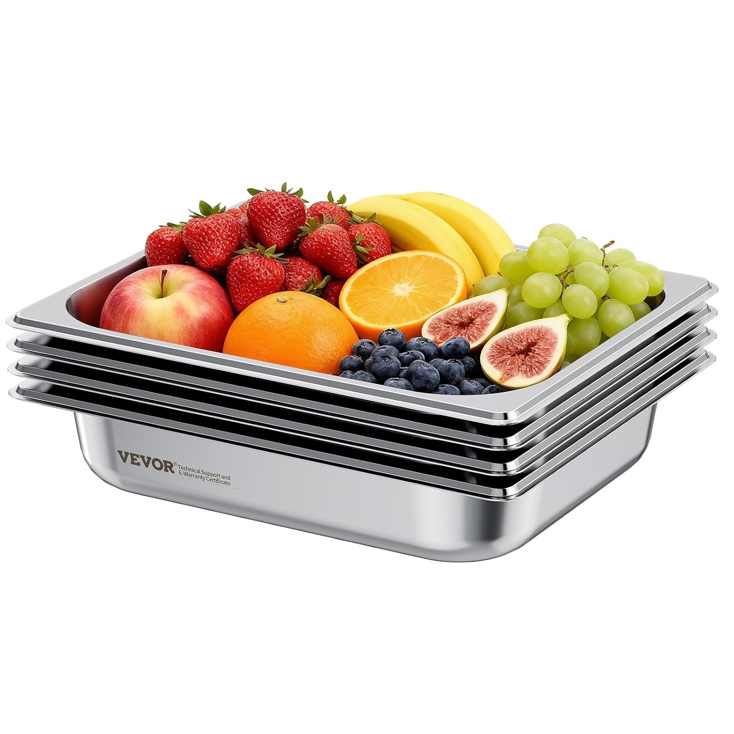 VEVOR Recipiente Gastronorm Reutilizable 1/2 Tamaño, Bandeja de Empanado de Acero Inoxidable, Contenedor de Alimentos para Fiestas, Catering, Restaurantes y Bufés, 325 x 265 x 64 mm, 4 uds, 3,8 L 1 VEVOR Recipiente Gastronorm Reutilizable 1/2 Tamaño, Bandeja de Empanado de Acero Inoxidable, Contenedor de Alimentos para Fiestas, Catering, Restaurantes y Bufés, 325 x 265 x 64 mm, 4 uds, 3,8 L