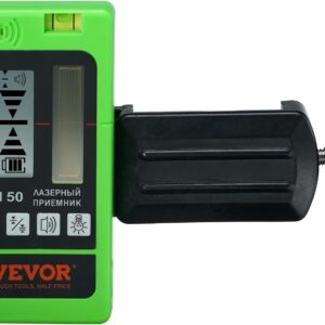 VEVOR Receptor láser para nivel láser de línea, rango de trabajo de 200 pies, detector láser verde y rojo para láser de línea pulsante, altavoz ajustable, visualización LCD doble y nivel de burbuja