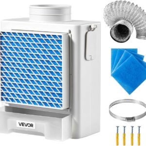 VEVOR Kit de Ventilación 3 en 1 para Secadora de Interior, con Cajón de Agua, a Puerto de Escape 99 mm, con Recordatorio Inteligente de Sobrecalentamiento y 4 Almohadillas Purificadoras, Blanco