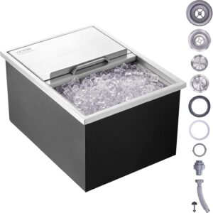VEVOR - Cofre de Hielo de Acero Inoxidable, cubeta de Hielo Comercial con Tapa con bisagras, Barra de Hielo de Cocina al Aire última intervensión, para Cerveza de Vino frío