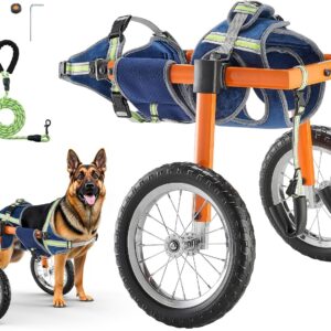 VEVOR - Silla de Ruedas Ligera de 2 Ruedas para Perro, Altura Ajustable, Ancho y Longitud con Ruedas de absorción de Golpes, para Perros lesionados y discapacitados