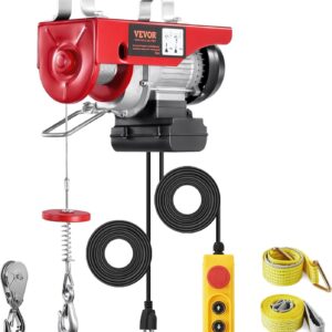 VEVOR Polipasto eléctrico de 440 libras con control remoto con cable de 14 pies, polipasto eléctrico de 110 voltios con altura de elevación de cable único de 40 pies y motor de cobre puro, para fábric