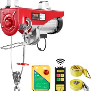 VEVOR - Polipasto eléctrico de 2000 libras con control remoto inalámbrico, polipasto eléctrico de 110 V con control remoto, altura de elevación de 40 pies/20 pies y motor de cobre puro, para fábrica