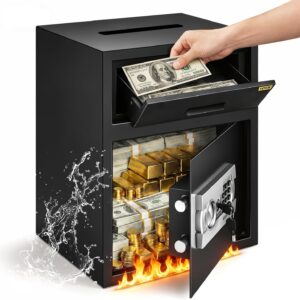 VEVOR - Caja de seguridad digital de 1.7 pies cúbicos hecha de acero al carbono con bloqueo de código electrónico seguro con ranura de depósito con dos llaves de emergencia caja de depósito para el