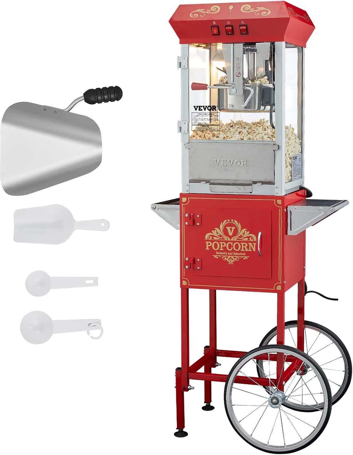 VEVOR Máquina comercial de palomitas de maíz, hervidor de 8 onzas, máquina de palomitas de maíz de 850 W con ruedas para 48 tazas por lote, estilo teatro Popper con marco de acero de control de 3 1 VEVOR Máquina comercial de palomitas de maíz, hervidor de 8 onzas, máquina de palomitas de maíz de 850 W con ruedas para 48 tazas por lote, estilo teatro Popper con marco de acero de control de 3