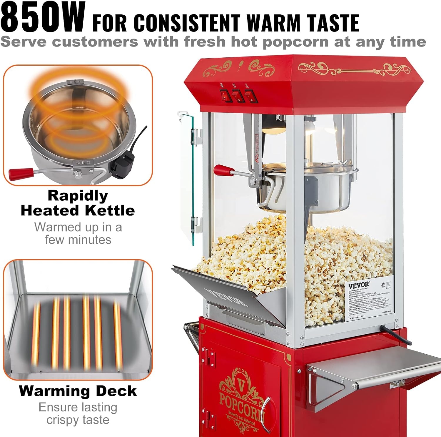 VEVOR Máquina comercial de palomitas de maíz, hervidor de 8 onzas, máquina de palomitas de maíz de 850 W con ruedas para 48 tazas por lote, estilo teatro Popper con marco de acero de control de 3 3 VEVOR Máquina comercial de palomitas de maíz, hervidor de 8 onzas, máquina de palomitas de maíz de 850 W con ruedas para 48 tazas por lote, estilo teatro Popper con marco de acero de control de 3 – Vista 3
