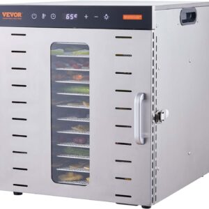 VEVOR - Deshidratador de alimentos, 10 bandejas de acero inoxidable, deshidratador de alimentos de 1000 W con temporizador digital ajustable y temperatura, deshidratador para carne cecina de hierbas