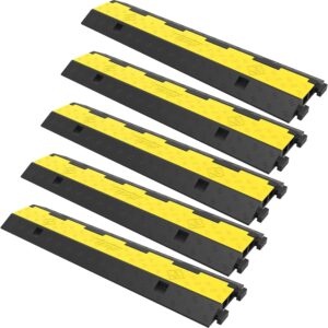 Rampa Protectora de Cable VEVOR, 5 Paquetes de 2 Canales, Joroba de Velocidad, Tope de Velocidad Modular de Goma Nominal de 11000 Libras de Capacidad de Carga, rampa de Cable de protección