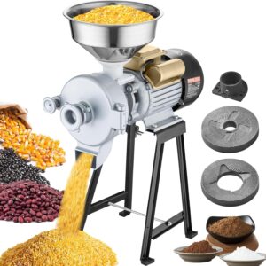 VEVOR Molinillo eléctrico de granos, 3000 W, para especias, maíz comercial con embudo, máquina de polvo de espesor ajustable, harina de alta resistencia, cereales, trigo, seco y húmedo.
