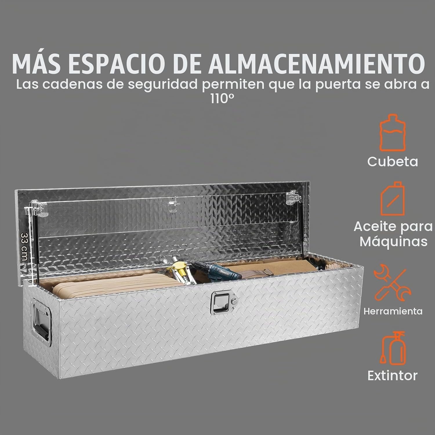 VEVOR - Caja de herramientas de aluminio resistente para cama de camión, caja de herramientas de placa de diamante con mango lateral y llaves de bloqueo, caja de herramientas de almacenamiento para recogida, cama de camión, RV, remolque, 48 x 15 x 15 pulgadas, color plateado 5 VEVOR - Caja de herramientas de aluminio resistente para cama de camión, caja de herramientas de placa de diamante con mango lateral y llaves de bloqueo, caja de herramientas de almacenamiento para recogida, cama de camión, RV, remolque, 48 x 15 x 15 pulgadas, color plateado – Vista 5