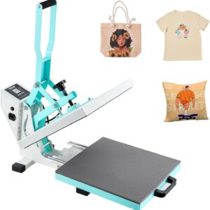 VEVOR Prensa térmica, prensa térmica digital de 38 x 38 cm, máquina de transferencia de calor deslizable, calentamiento rápido y uniforme, algodón aislante de doble capa, para camisetas, color verde