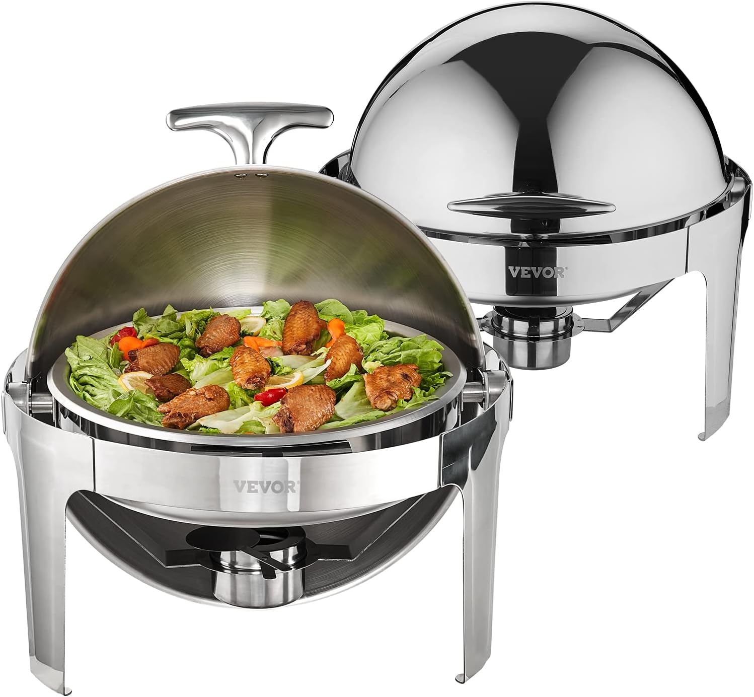 VEVOR Juego de buffet con tapa enrollable, 6 cuartos de galón, 2 unidades, escalfador de acero inoxidable con 2 sartenes de tamaño completo, calentador de catering redondo con tapa 1 VEVOR Juego de buffet con tapa enrollable, 6 cuartos de galón, 2 unidades, escalfador de acero inoxidable con 2 sartenes de tamaño completo, calentador de catering redondo con tapa