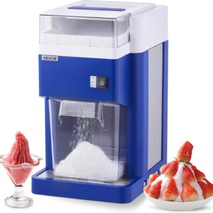 VEVOR Máquina de Picar Hielo 1,8 L, con Motor de 300 W, Picadora de Hielo Eléctrica 130 kg/h, con Cuchillas de Acero Inoxidable, Ideal para Heladerías, Fiestas, Restaurantes, Pastelerías, Azul