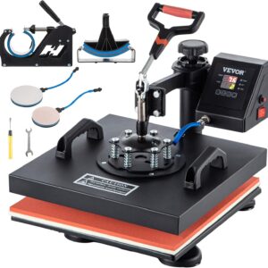 VEVOR - Prensa de calor de 15 x 15 pulgadas, máquina de prensa de calor 5 en 1 para camisetas, 360 grados, control digital preciso, multifuncional, máquina de prensa de calor para playera, sombrero,