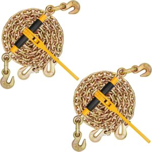 VEVOR - Kit de Cadena y Carpeta de 3/8"-1/2", Carpetas de Carga de carraca de 9000 Libras, límite de Carga de Trabajo, Cadenas G80 de 3/8" x 10' con Ganchos de Agarre, Carpetas de carraca y Cadenas