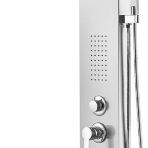 VEVOR Sistema de Ducha con Panel de Ducha Tipo Torre y Cabezal Tipo Cascada con Efecto Lluvia, LED, Acero Inoxidable, 5 Funciones, Montaje Pared, con Boquilla de Mano y Caño para Bañera, Plata