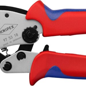 KNIPEX Twistor16 97 53 18 - Crimpadora autoajustable para férulas con cabezal de crimpado giratorio con fundas multicomponentes, cromadas de 200 mm