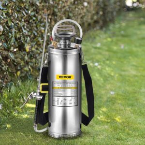 VEVOR - Pulverizador de Acero Inoxidable de 3 galones, Juego con Varita y Mango de 20 Pulgadas y Manguera Reforzada de 3 pies, pulverizador de Bomba de Mano con manómetro y válvula de Seguridad,
