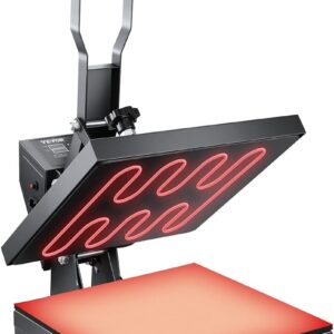 VEVOR Prensa térmica 38 x 38 cm para camisetas, calentamiento rápido y uniforme, alta presión para impresora de sublimación digital de calidad industrial para vinilo de transferencia, camisetas, negro