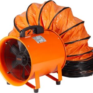 VEVOR - Ventilador de escape axial de cilindro resistente, 8 pulgadas, 195 W 1070 CFM, con manguera de conducto de 16.4 pies, ventilador industrial para ventilar talleres, espacio reducido