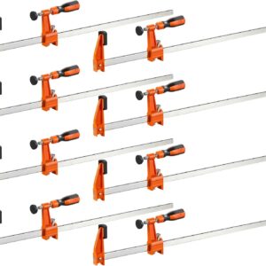 VEVOR Sargentos de Barra 8 Piezas 60,96 cm Abrazaderas Tipo F de Apriete, Capacidad de Fuerza de 272 kg, Bloqueo Automático, de Acero al Carbono, Almohadillas de Plástico, Herramientas de Carpinteros
