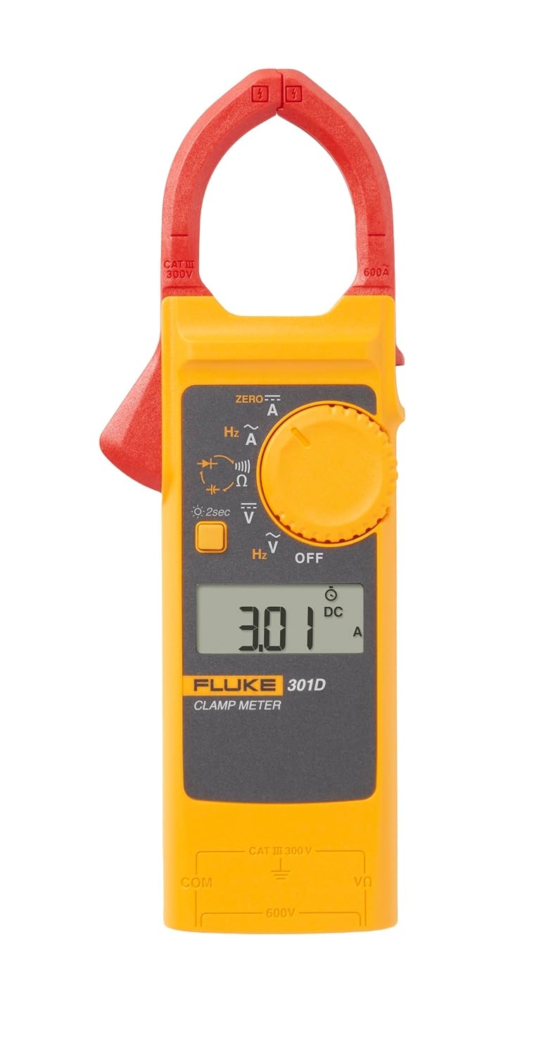 Fluke 301D Pinza Amperimétrica AC/DC Alcance 600 A Cuerpo de 16 mm Mandíbula 34 mm Voltaje Resistencia Continuidad y Frecuencia 1 Fluke 301D Pinza Amperimétrica AC/DC Alcance 600 A Cuerpo de 16 mm Mandíbula 34 mm Voltaje Resistencia Continuidad y Frecuencia