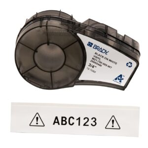 Brady - Cinta de vinilo M21-750-595-WT BMP21 B- 595 para interiores y exteriores, tamaño: 3/4 pulgadas x 21 pies BLK/WHT