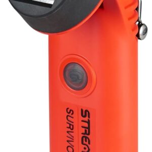 Streamlight 91800 Survivor Pivot 325 lúmenes en ángulo recto, linterna articulada de doble haz con baterías alcalinas y clip, naranja