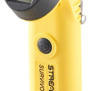 Streamlight 91810 Survivor Pivot Linterna de ángulo recto de 325 lúmenes con doble haz articulado, con baterías alcalinas y clip, Amarillo