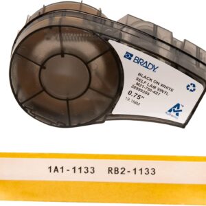 Brady M21-750-427 14' Length, 0.75" Width, B-427 Self-Laminating Vinyl, Black On White/Translucent Color BMP 21 Mobile Printer Label