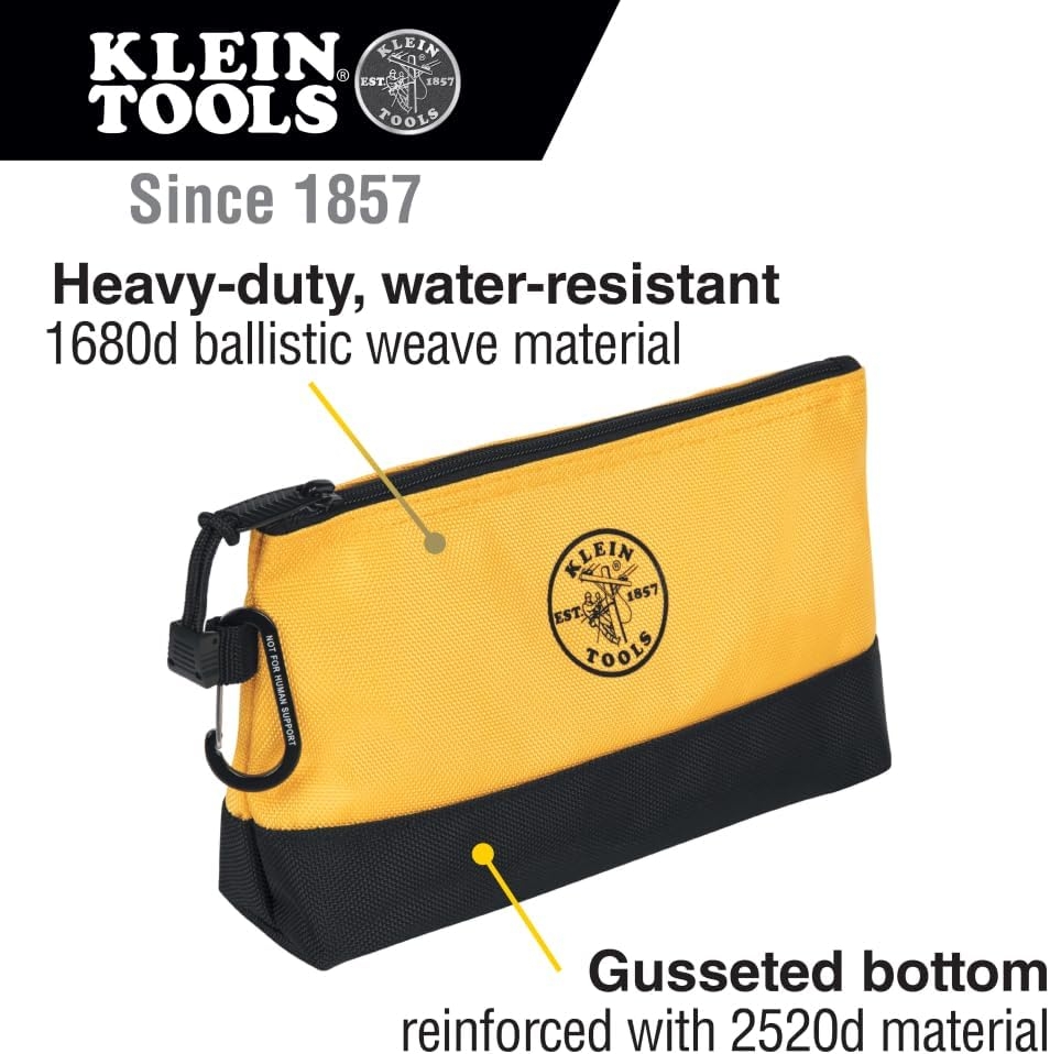 Klein Tools 55569 - Bolsa de Herramientas con Cierre y mosquetones, Parte Inferior Reforzada, Resistente al Agua 1680d, Paquete de 5 tamaños 2 Klein Tools 55569 - Bolsa de Herramientas con Cierre y mosquetones, Parte Inferior Reforzada, Resistente al Agua 1680d, Paquete de 5 tamaños – Vista 2