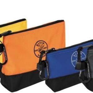 Klein Tools 55569 - Bolsa de Herramientas con Cierre y mosquetones, Parte Inferior Reforzada, Resistente al Agua 1680d, Paquete de 5 tamaños